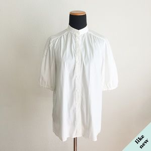 White Oversize Theory Button Down Shirt